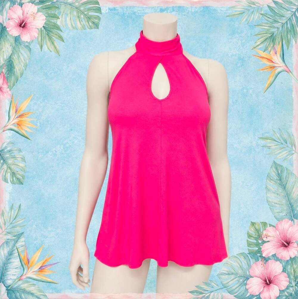 Rainbow Pink Teardrop Halter Top Size XL